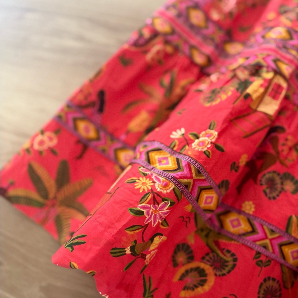 Farm Rio Floral Red Maxi Wrap Dress Small - Picture 10 of 12
